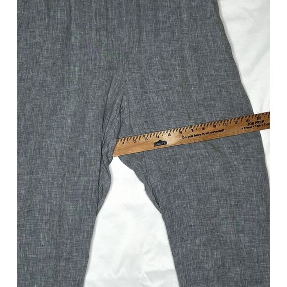 Eileen Fisher size L pants 100% organic linen gray pull-on cropped pockets - Picture 5 of 8
